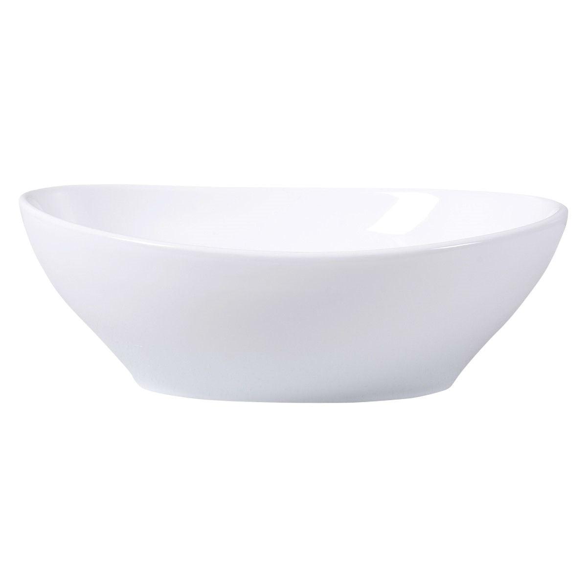 Contemporary Oval Basin Round Vessel Bathroom Sink in White - PRHOMZ