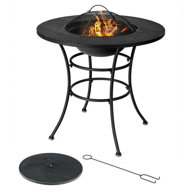 4 in 1 Fire Pit, Grill Cooking BBQ Grate, Ice Bucket, Dining Table - PRHOMZ