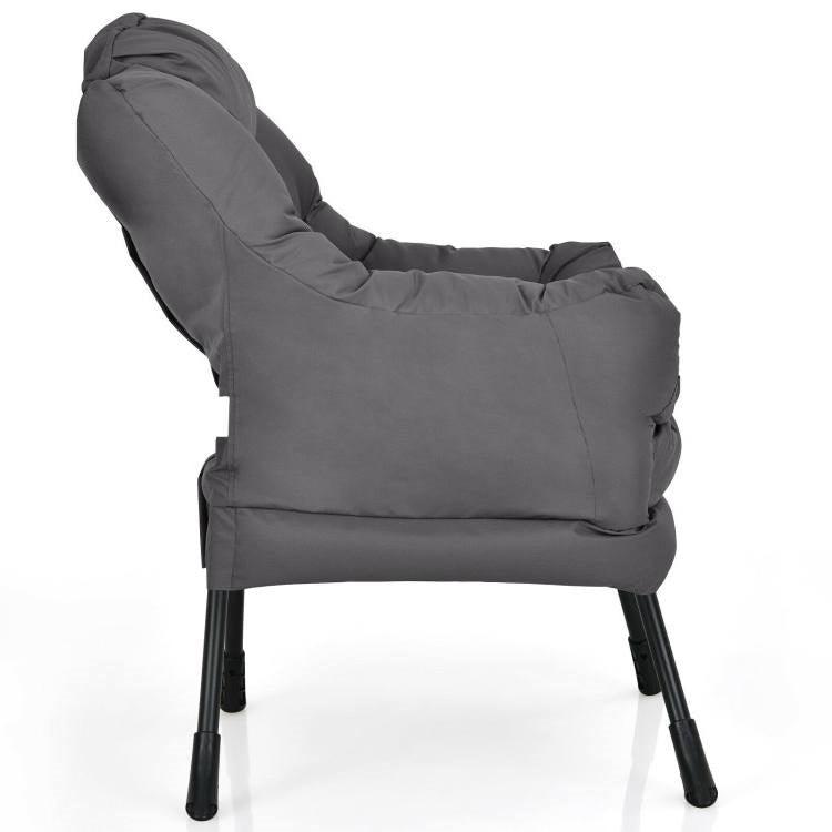 Upholstered Modern Cushioned Accent Chair with Side Pocket in Grey - PRHOMZ