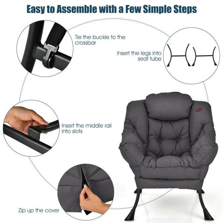 Upholstered Modern Cushioned Accent Chair with Side Pocket in Grey - PRHOMZ