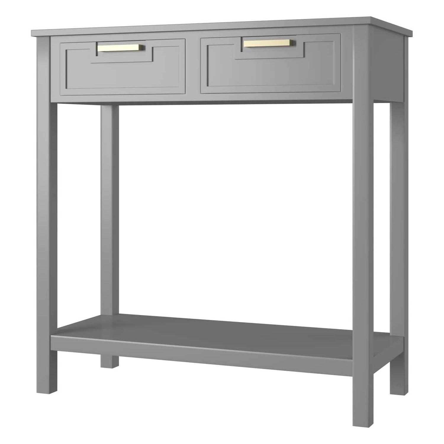 Modern Entryway Accent 2 Drawer Sofa Side Table Grey - PRHOMZ
