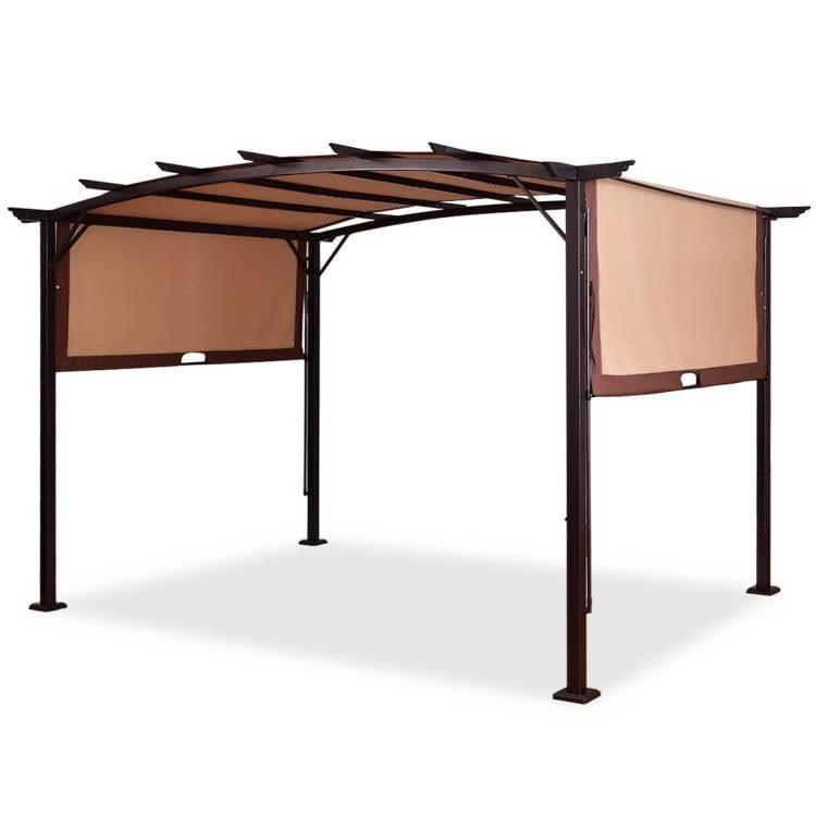 12 ft x 9 ft Steel Outdoor Pergola Gazebo Canopy Sun Shelter - PRHOMZ