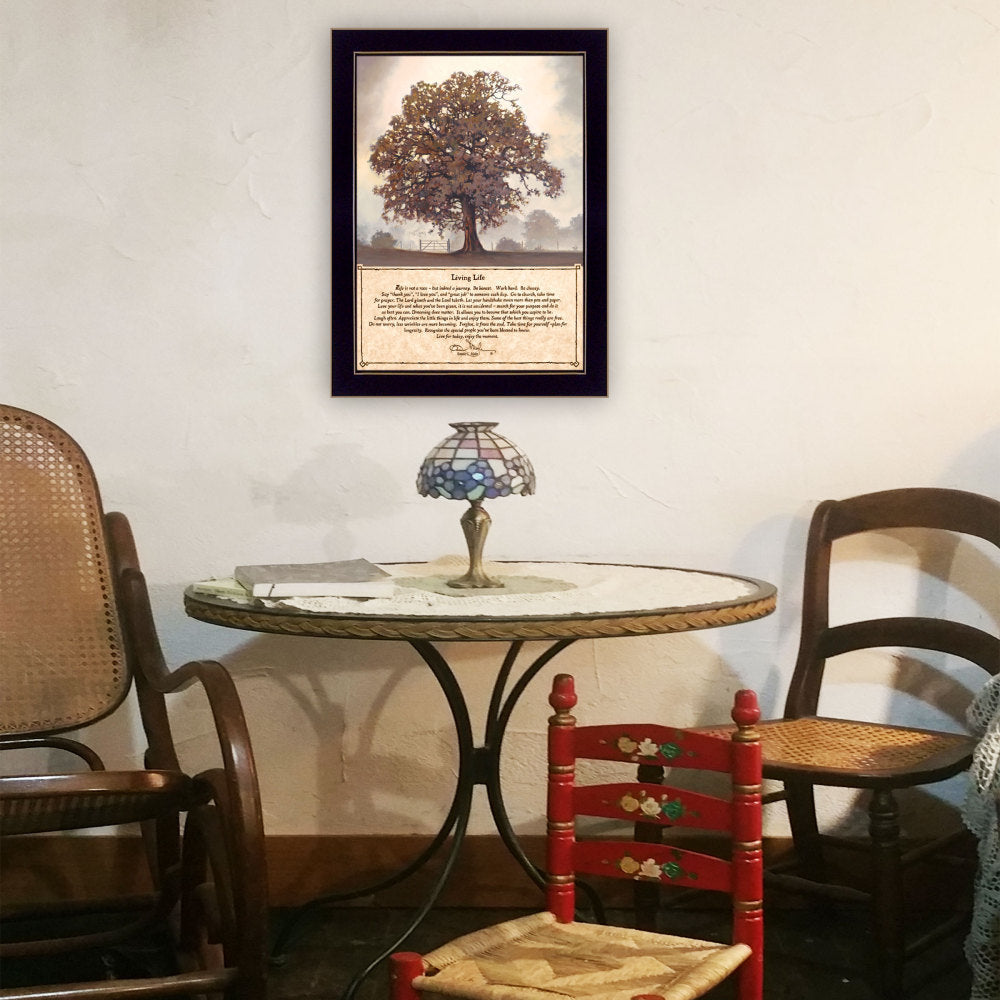 "Living Life" Framed Wall Art by Bonnie Mohr | Inspirational Farmhouse Print — Ready to Hang, Living Room & Bedroom Decor
