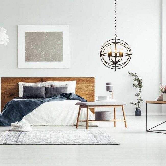 5 Light Brass Rustic Industrial Rotating Metal Chandelier - PRHOMZ