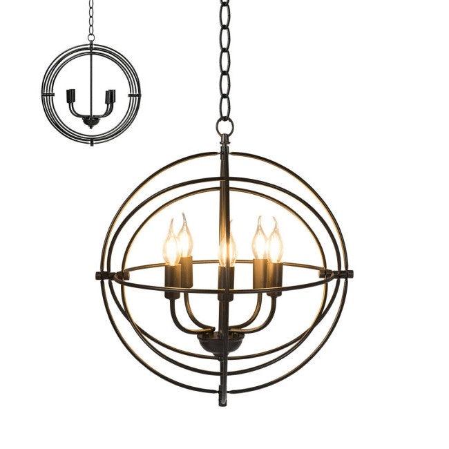 5 Light Brass Rustic Industrial Rotating Metal Chandelier - PRHOMZ