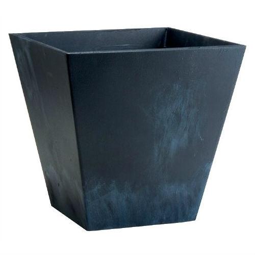 Contemporary 12-inch Square Planter in Black Plastic - PRHOMZ