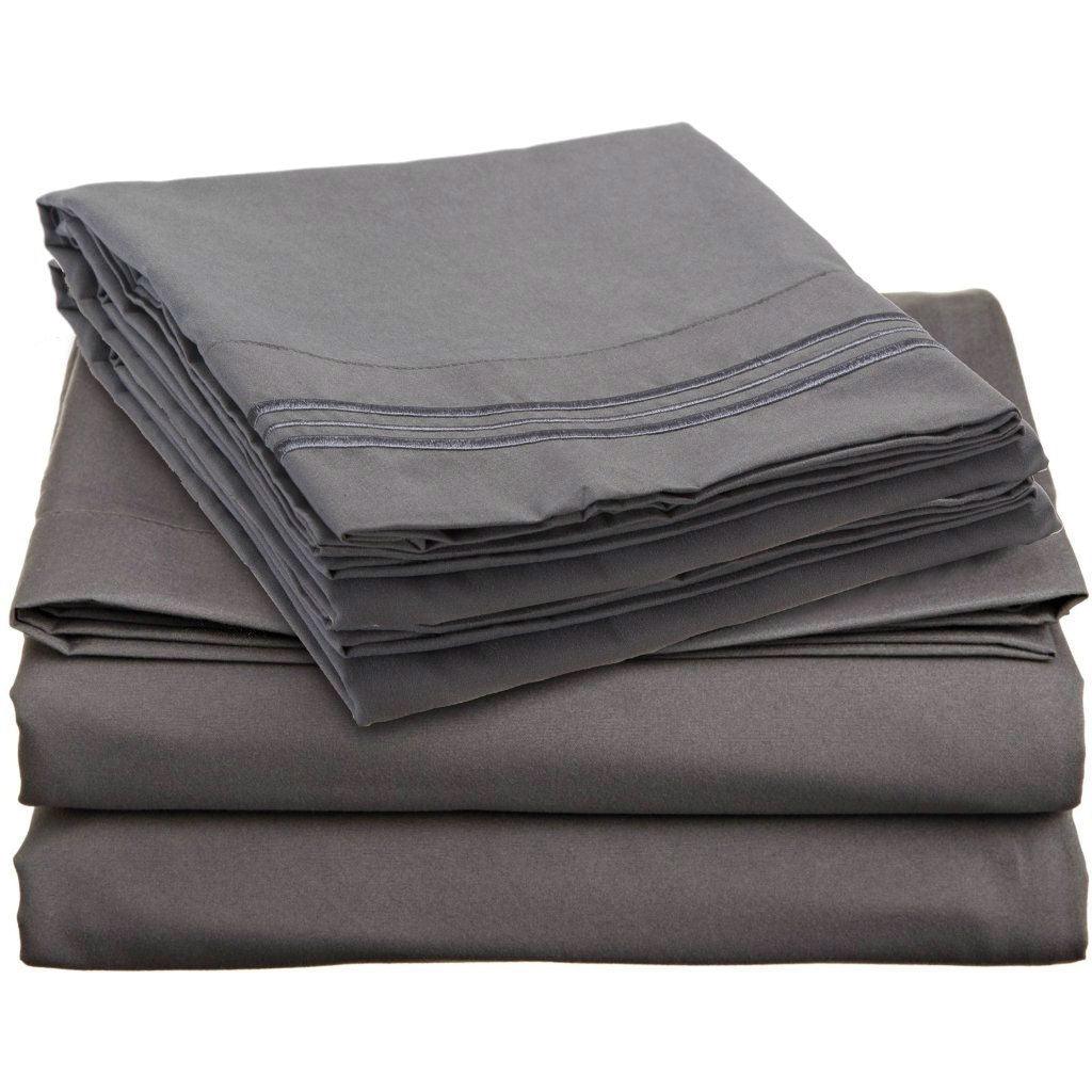 King size Microfiber Sheet Set in Charcoal Stone Gray - PRHOMZ