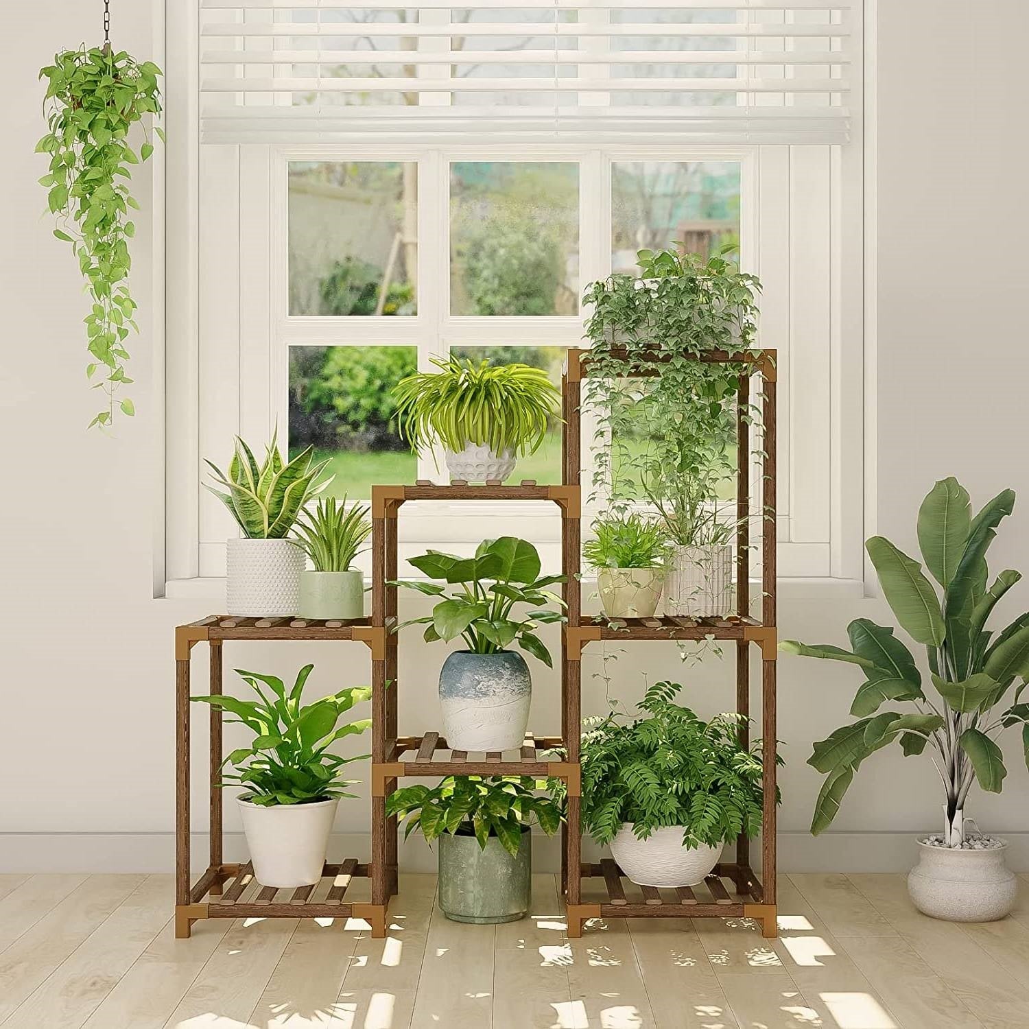 3-Tier Indoor Outdoor Wooden Plant Stand Planter Shelf-1