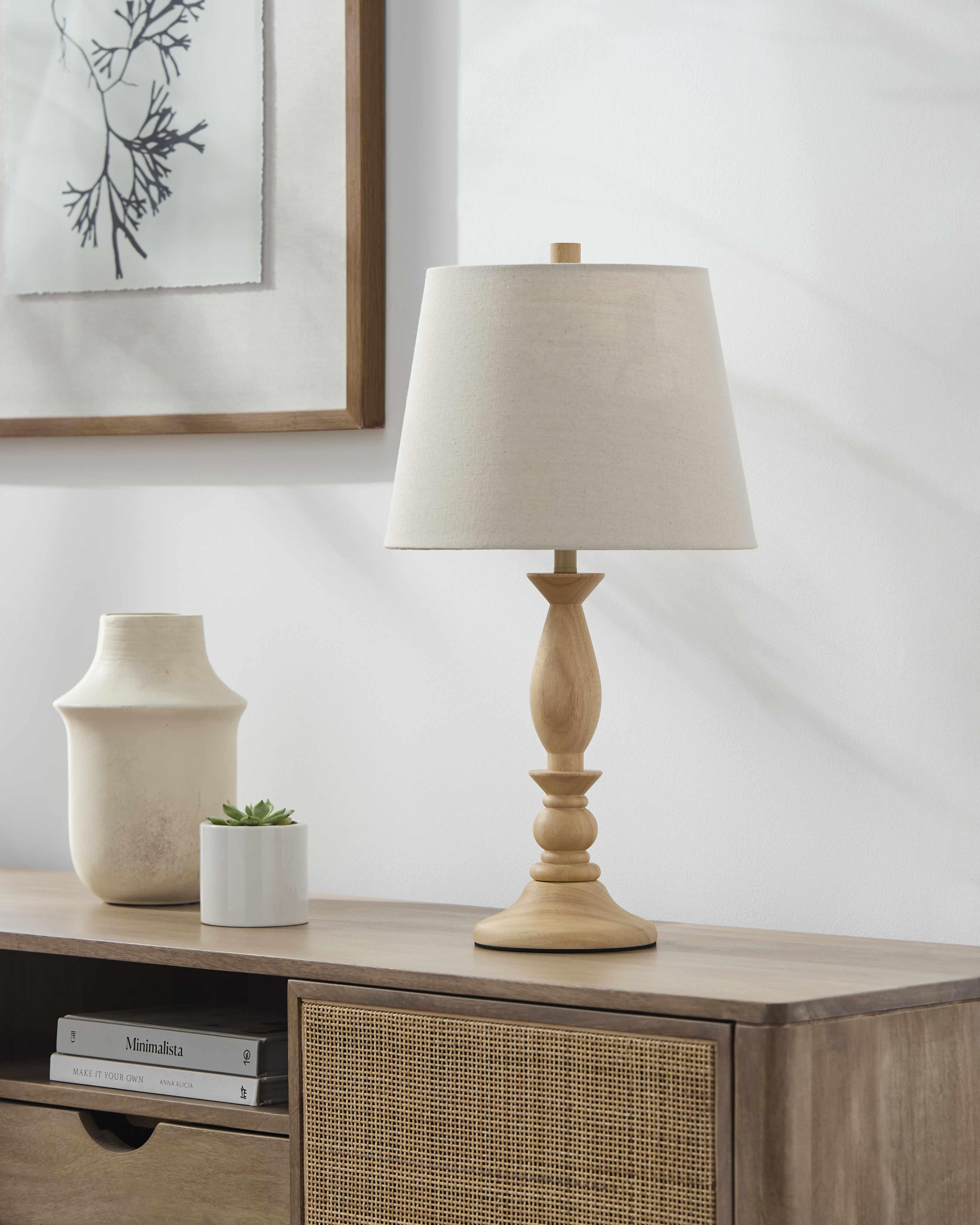 Utsunomiya Cream Wood Table Lamp - PRHOMZ