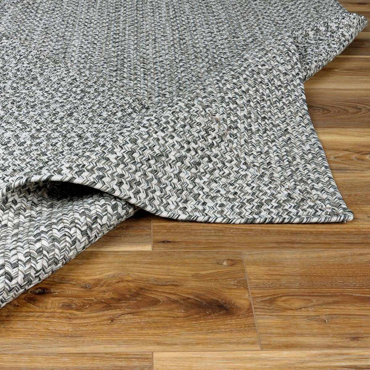 Cream Charcoal Braided Faux Jute Rug - PRHOMZ