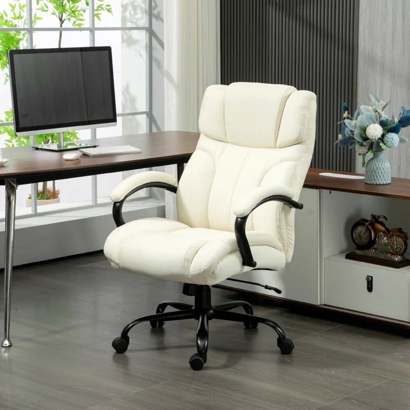 Cream White Big/Tall Adjustable Height Office Chair - 500 lbs. Weight Capacity-1