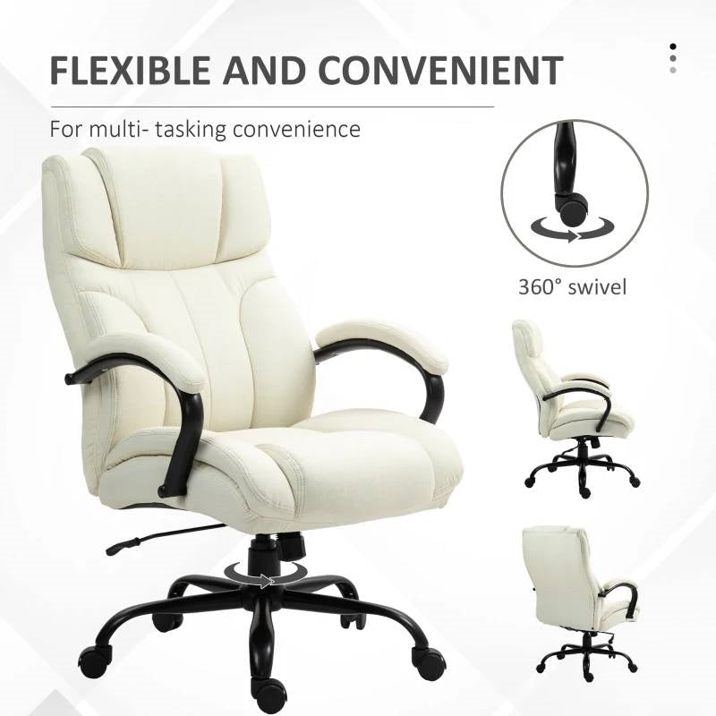 Cream White Big/Tall Adjustable Height Office Chair - 500 lbs. Weight Capacity-3