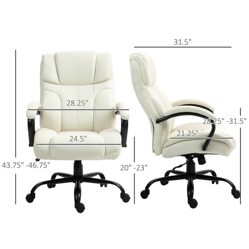 Cream White Big/Tall Adjustable Height Office Chair - 500 lbs. Weight Capacity-4
