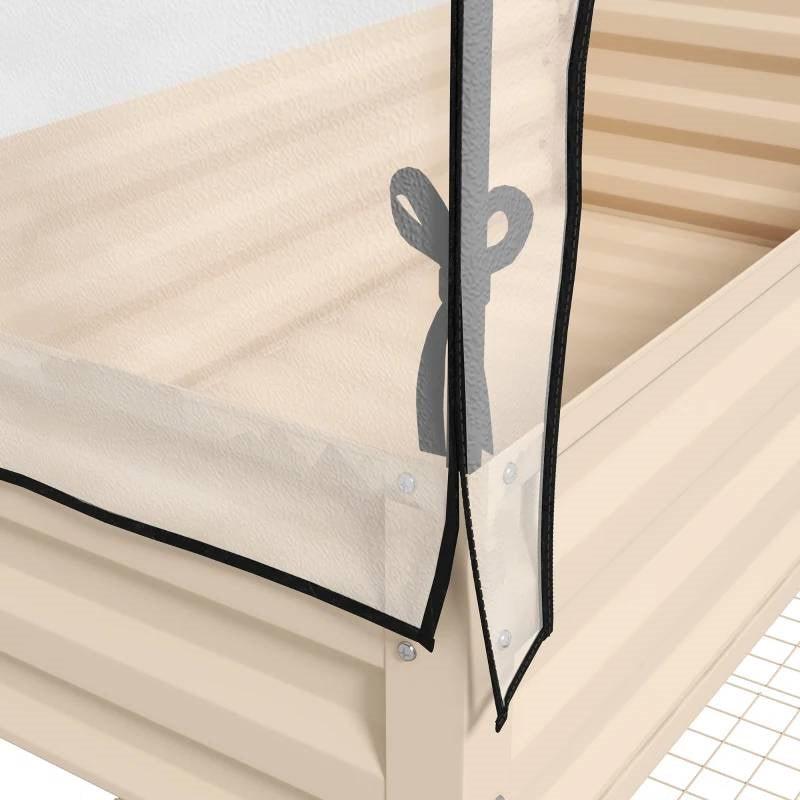Cream Elevated Metal Raised Garden Bed w/ Greenhouse Cover - PRHOMZ