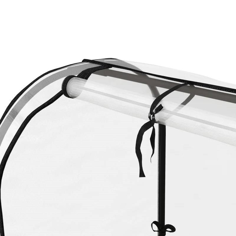 Cream Elevated Metal Raised Garden Bed w/ Greenhouse Cover - PRHOMZ