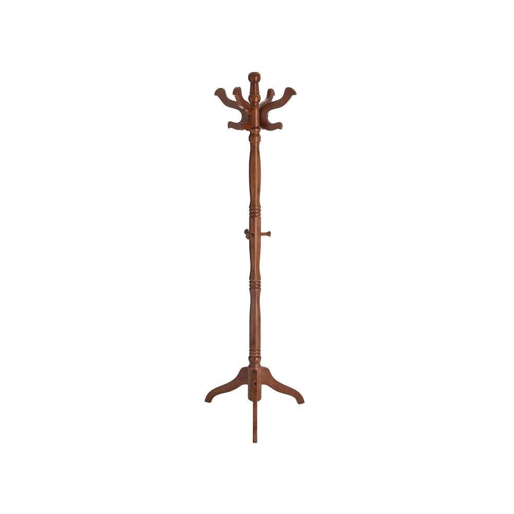 Classic Traditional Solid Wood Coat Rack in Walnut Finish - PRHOMZ