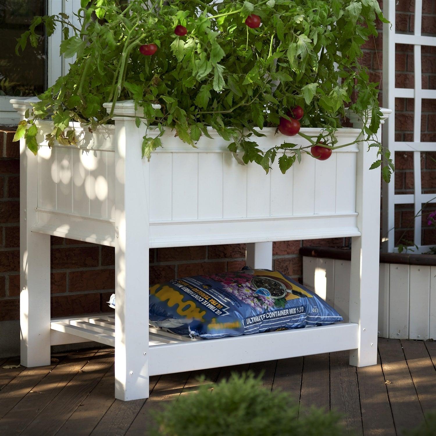 Elevated Planter Raised Grow Bed in White Vinyl - PRHOMZ