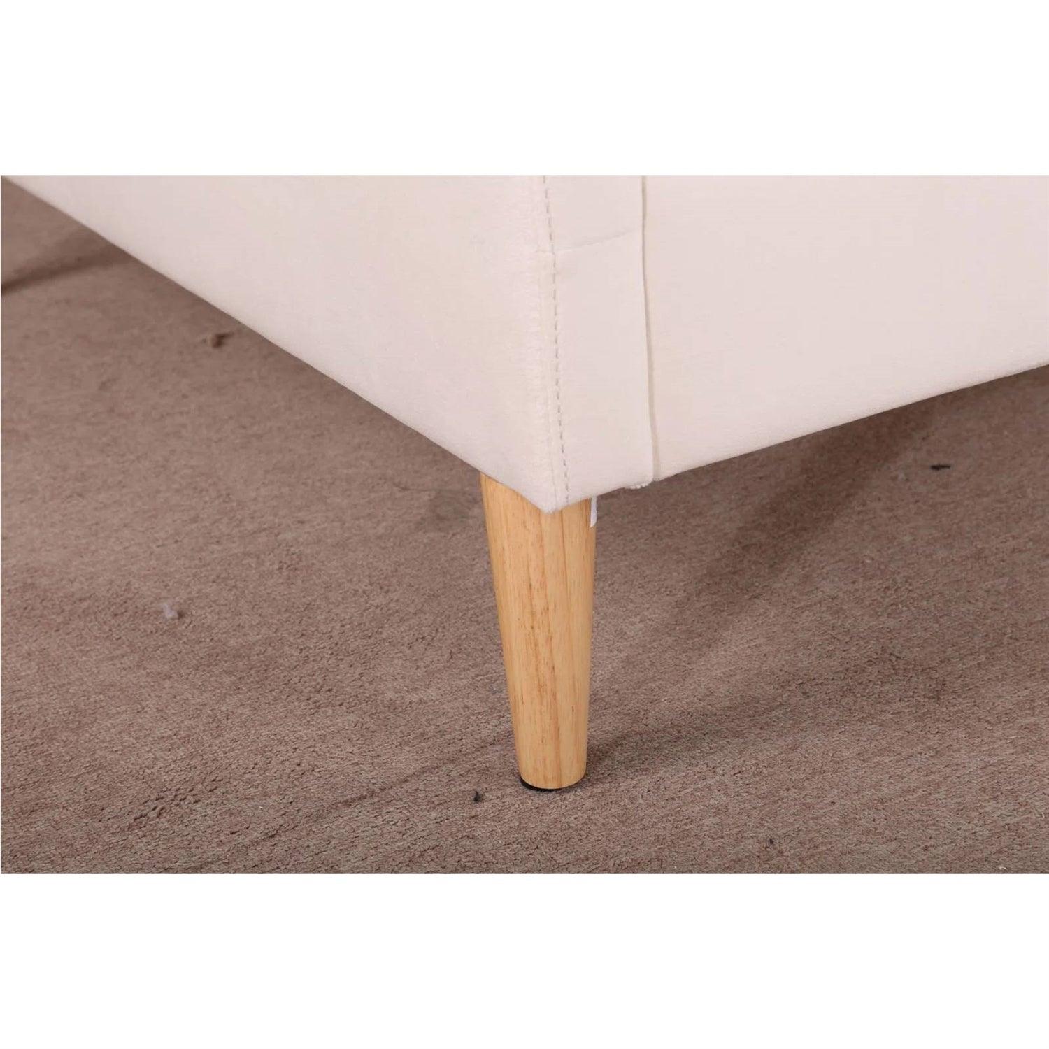 Twin size Mid-Century Modern Off-White Cream Velvet Upholstered Daybed - PRHOMZ