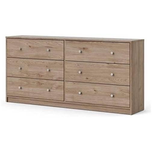 Farmhouse Contemporary 6 Drawer Double Dresser in Oak - PRHOMZ
