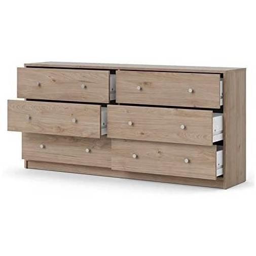 Farmhouse Contemporary 6 Drawer Double Dresser in Oak - PRHOMZ