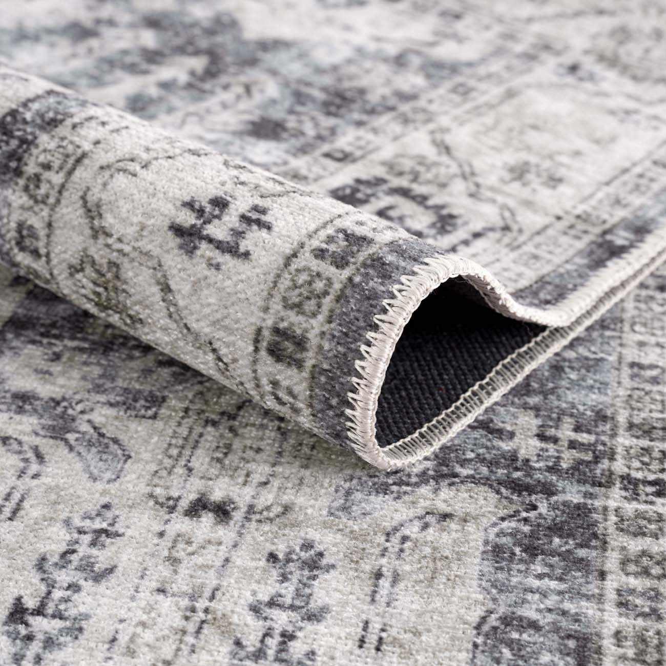 Dark White Holi-4602 Washable Area Rug - PRHOMZ