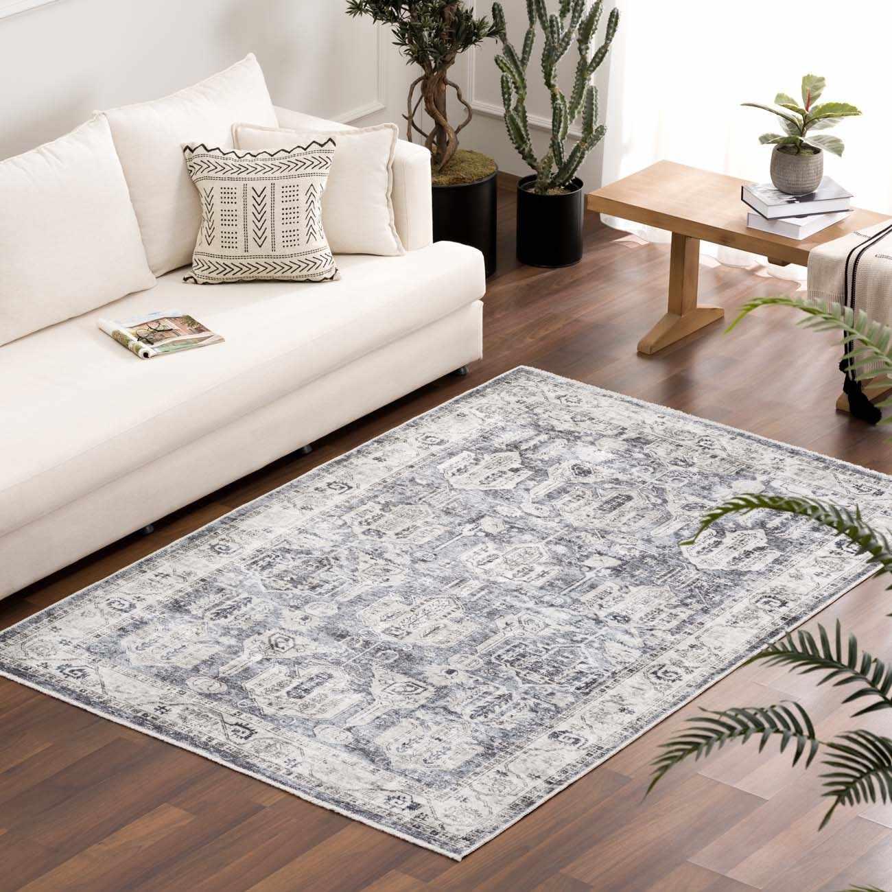 Dark White Holi-4602 Washable Area Rug - PRHOMZ