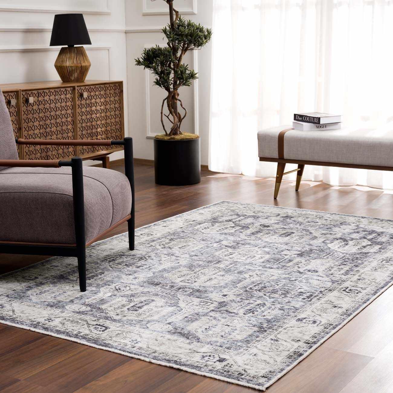 Dark White Holi-4602 Washable Area Rug - PRHOMZ
