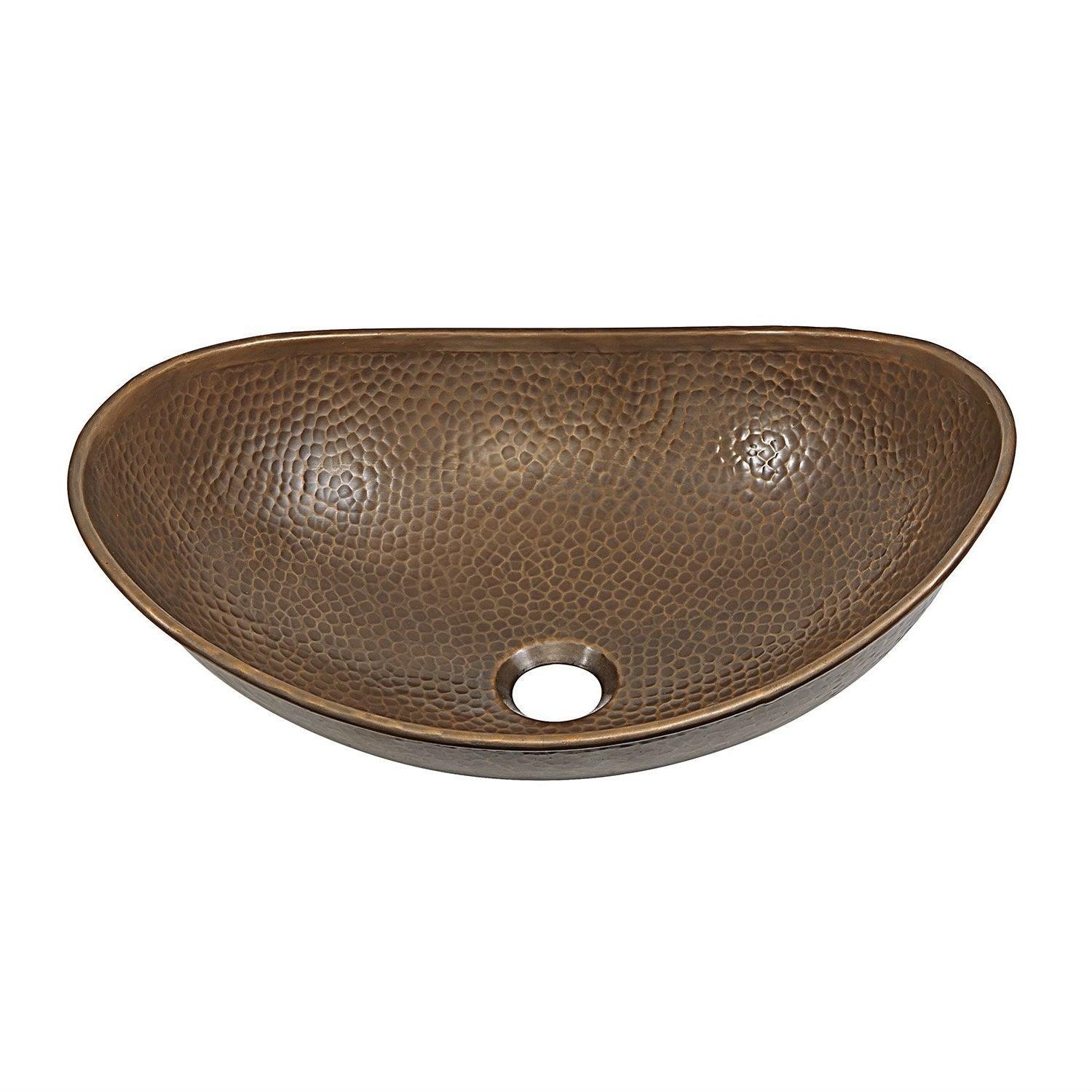 Hammered Copper Bath Vessel Sink Oval 19 x 14 inch - PRHOMZ
