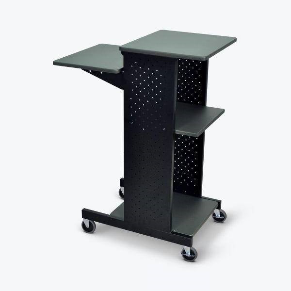 Dark Grey Metal Multifunction Mobile Stand-Up Computer Desk Workstation-1