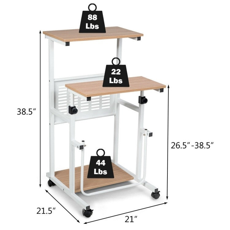 Multifunction Adjustable Height Mobile Stand-Up Computer Desk Work Station-3