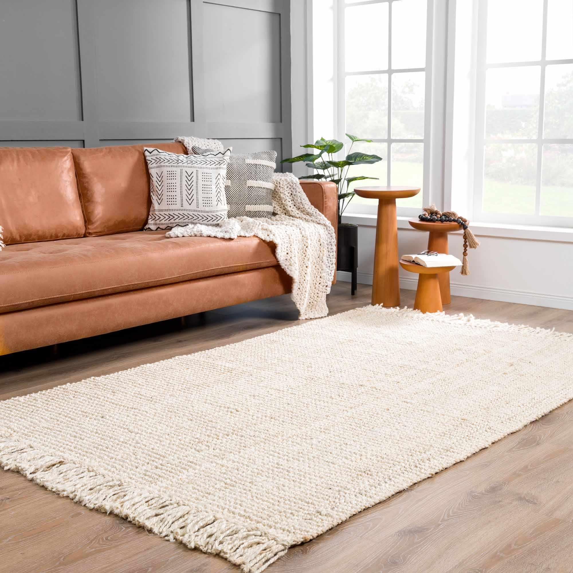 Senneterre Bleached Jute Rug - PRHOMZ