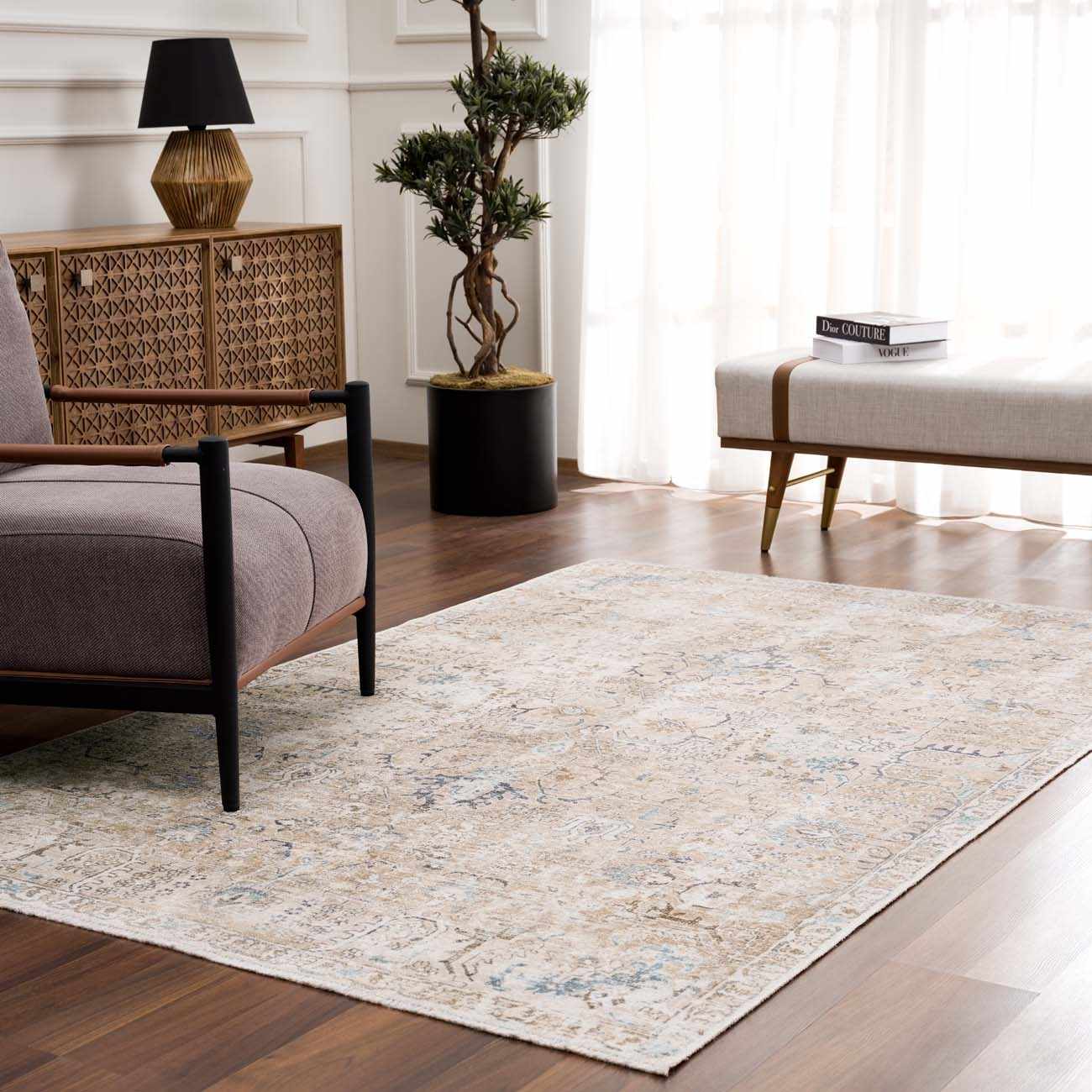 Beige Holi-4600 Washable Area Rug-2