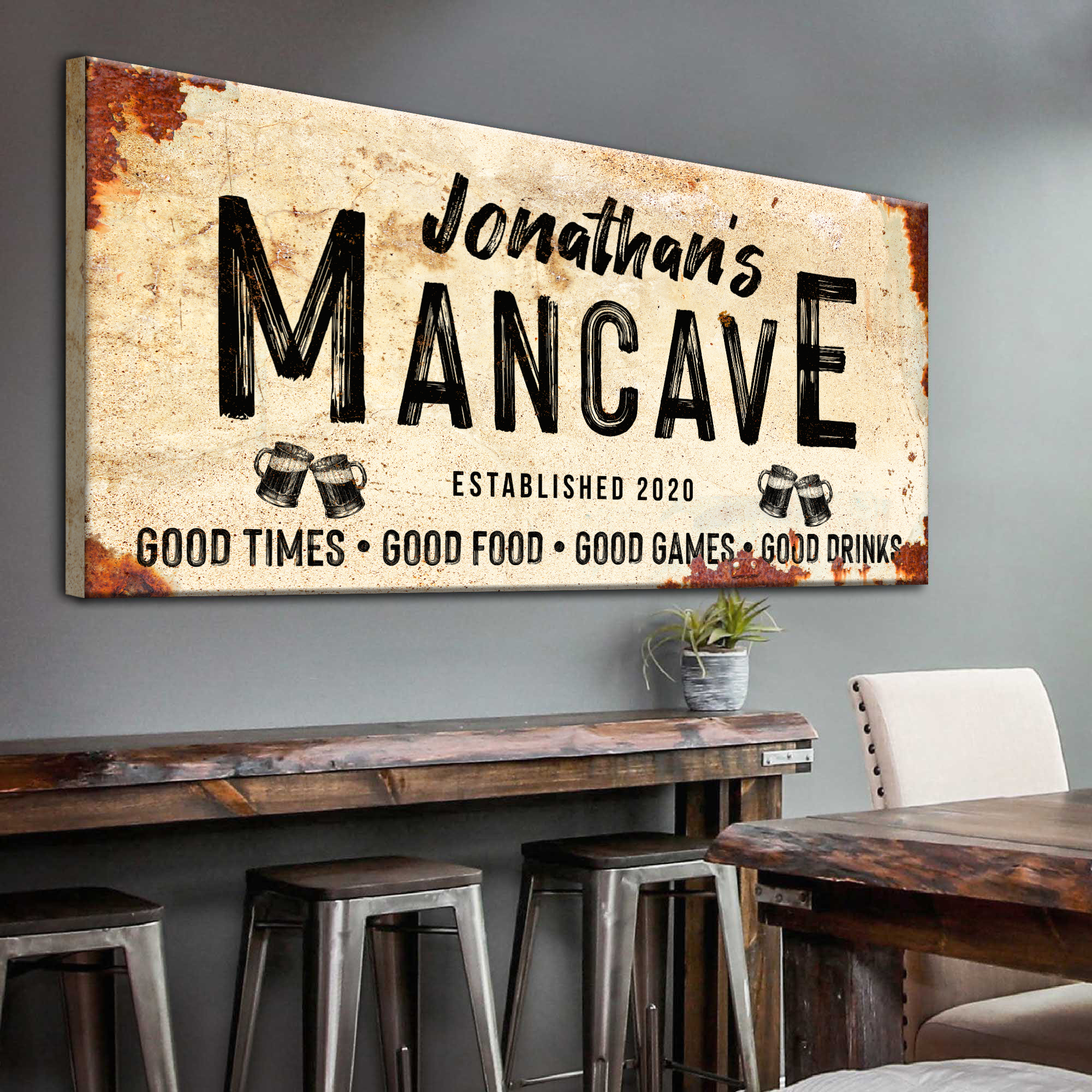 Good Times Personalized Man Cave Sign: Custom Bar Signs for Home Bar β Perfect Man Cave Wall Decor