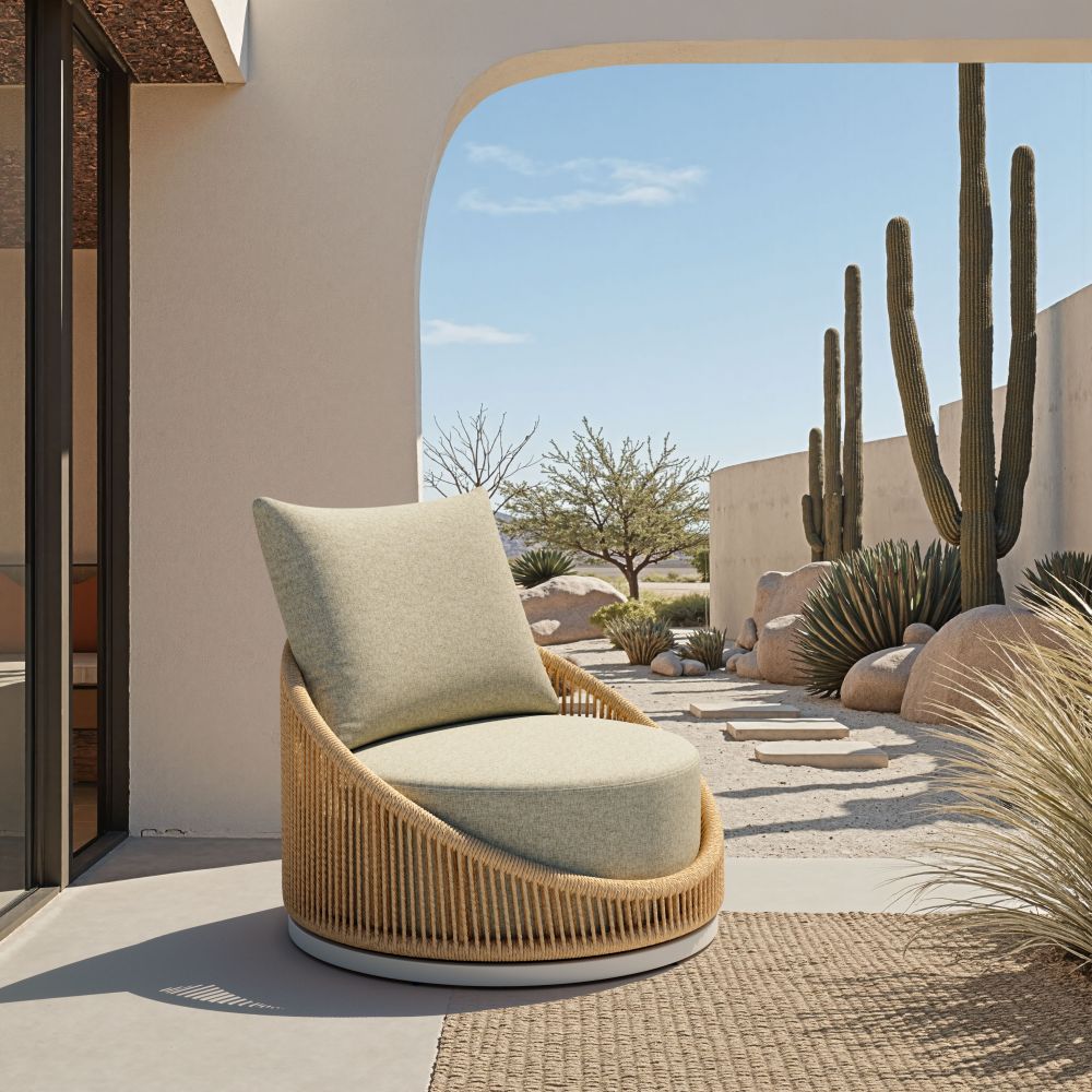 Cabana Olefin Fabric Swivel Outdoor Accent Chair
