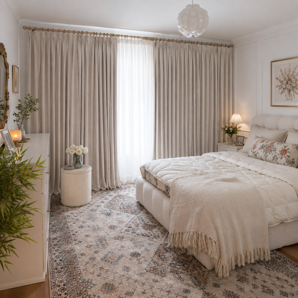 Cameron Soft Linen Blend Crosshatch Textured Curtains