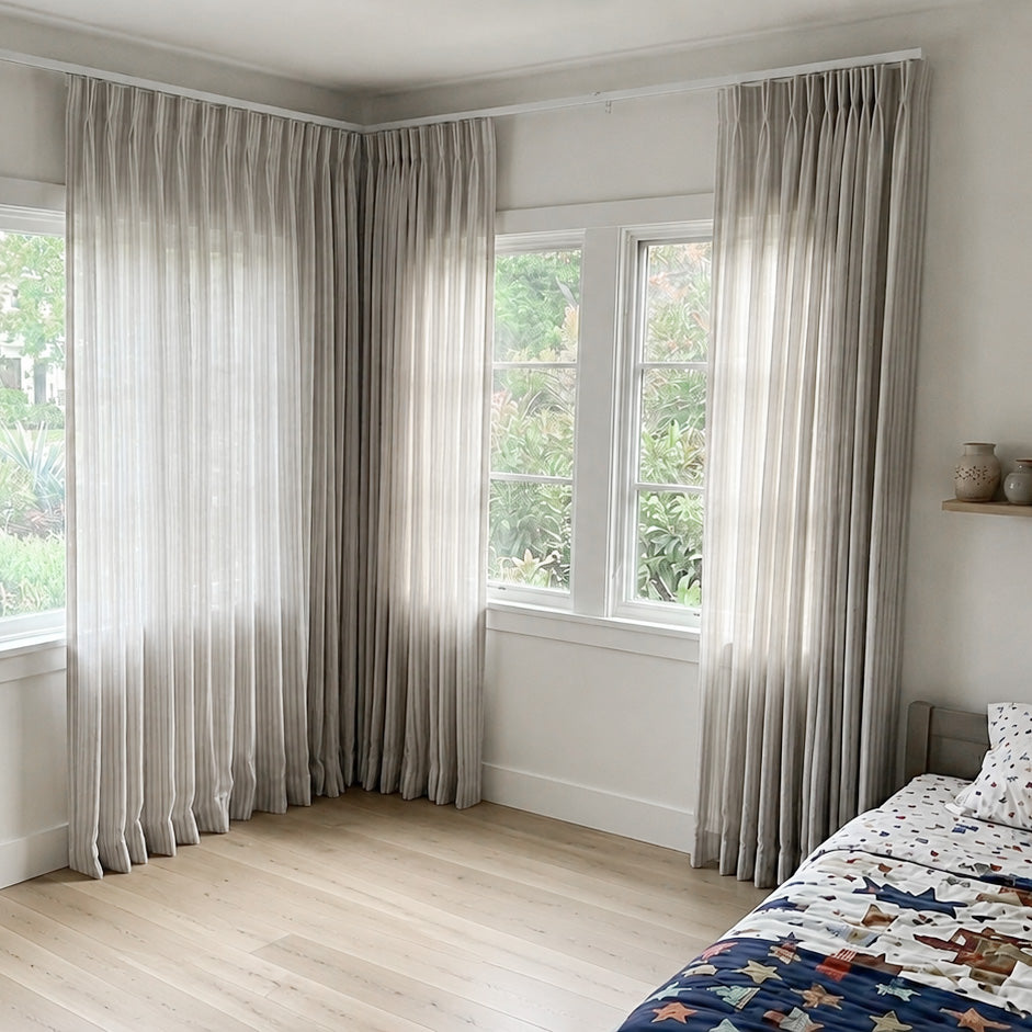 Casey Light Striped Cotton Custom Curtains