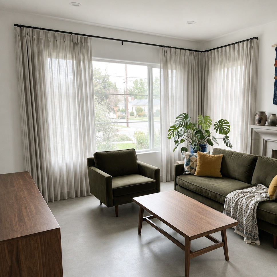 Casey Light Striped Cotton Custom Curtains