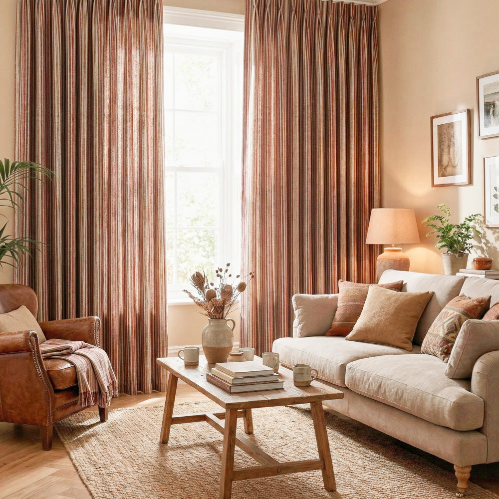 Casey Light Striped Cotton Custom Curtains