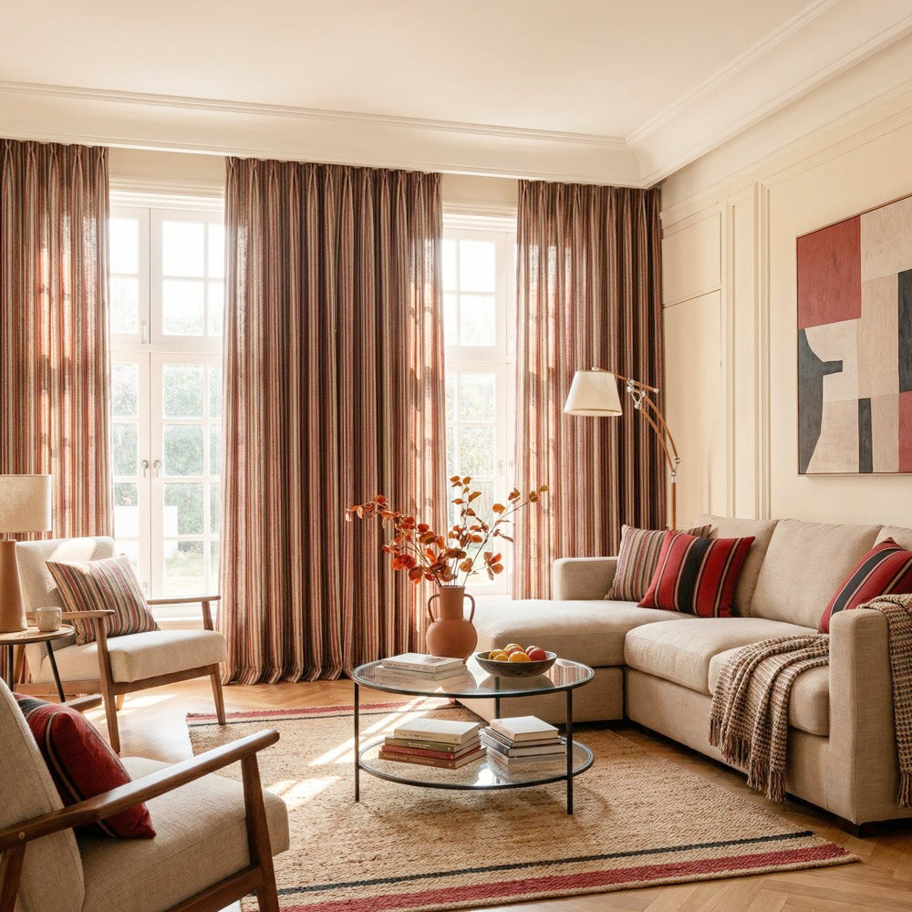 Casey Light Striped Cotton Custom Curtains