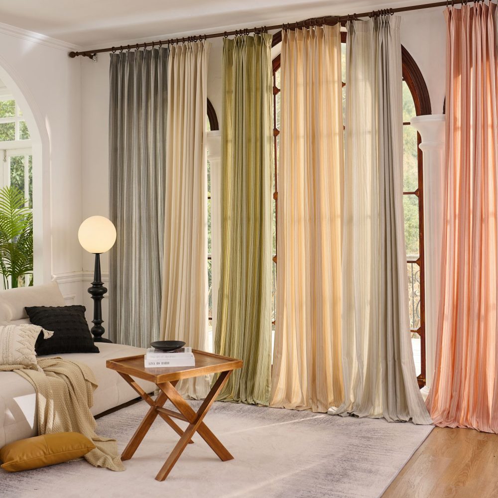 Casey Light Striped Cotton Custom Curtains