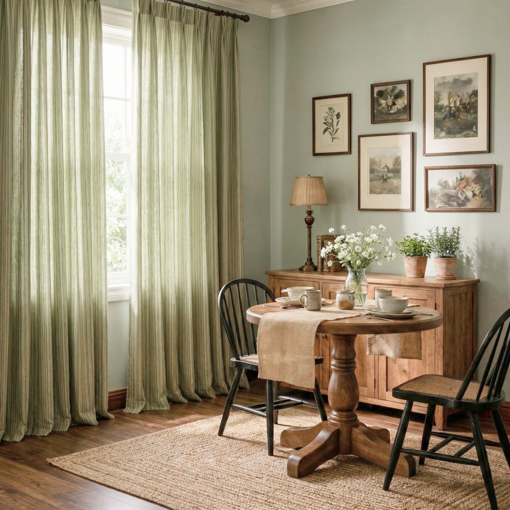 Casey Light Striped Cotton Custom Curtains