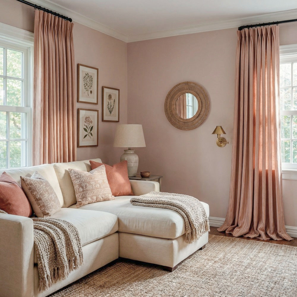 Casey Light Striped Cotton Custom Curtains