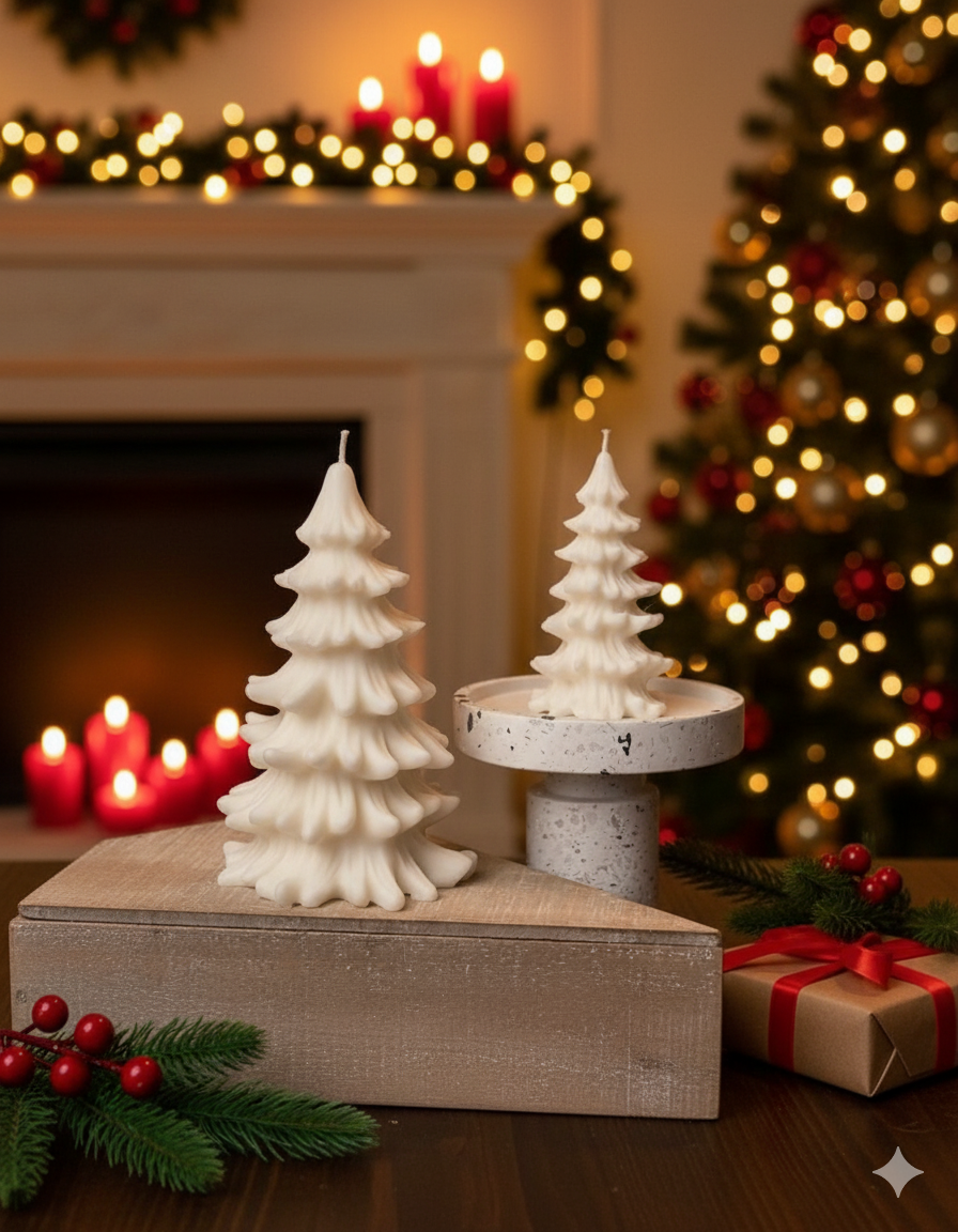 Christmas Tree Cedar Candles | Holiday Decor