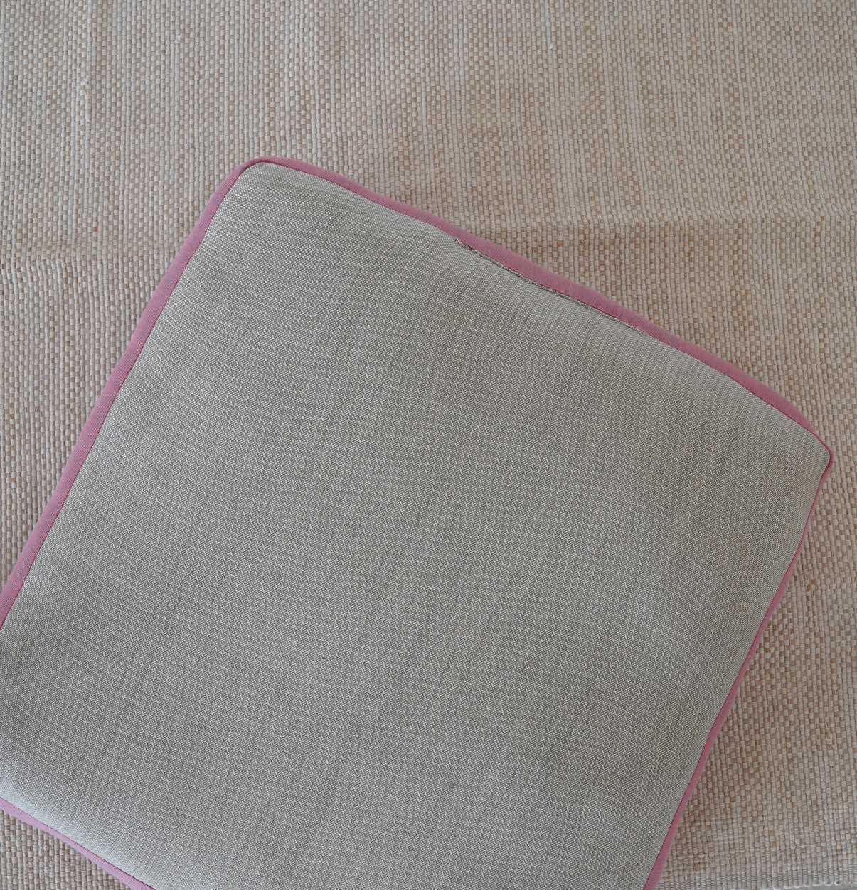 Large Floor Cushion (20x20") for Lounging & Meditation - Grey with Mauve Piping - 100% Cotton - Eco-Friendly-2