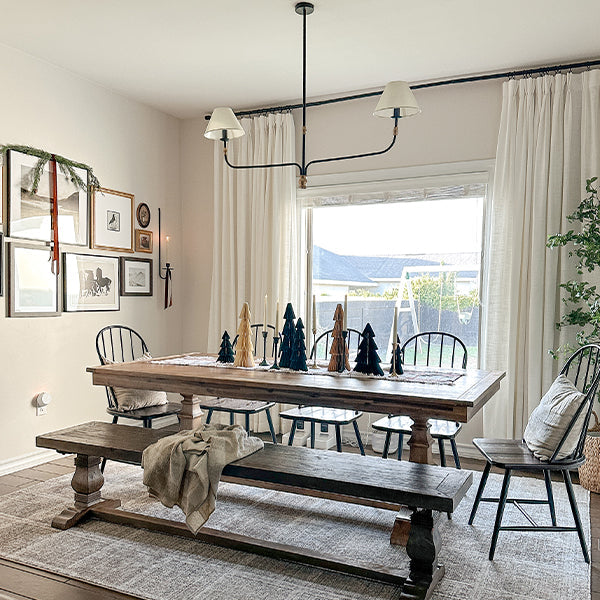 61 Inch Two Shade Linear Iron Pendant