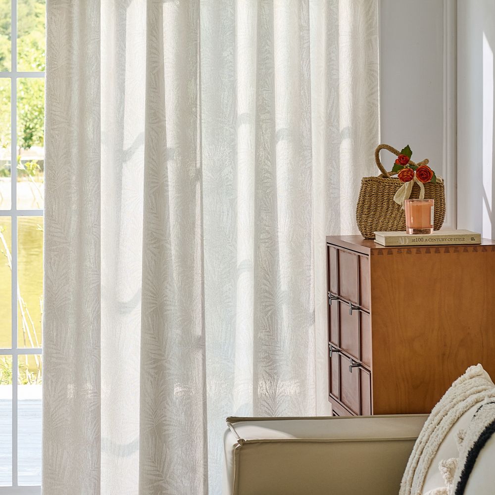 Charis Palm Leaf Jacquard Sheer Designer Curtains