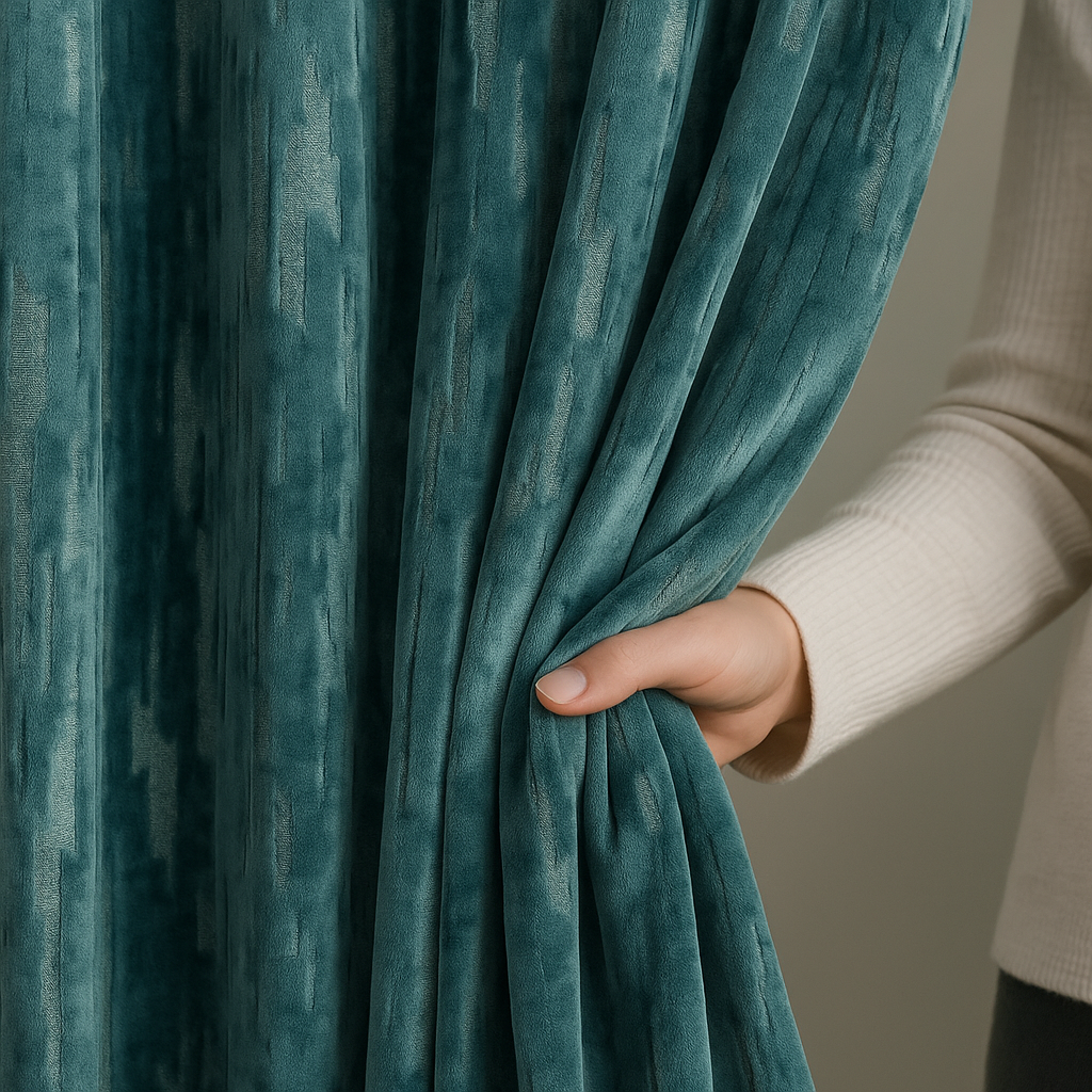 Luxury Velvet Curtains with Textured Abstract Bark Pattern – Custom Sizes – Light Filtering or 100% Blackout – 8 Colours – Rod or Track Compatible – OEKO-TEX Certified – Single or Pair-0