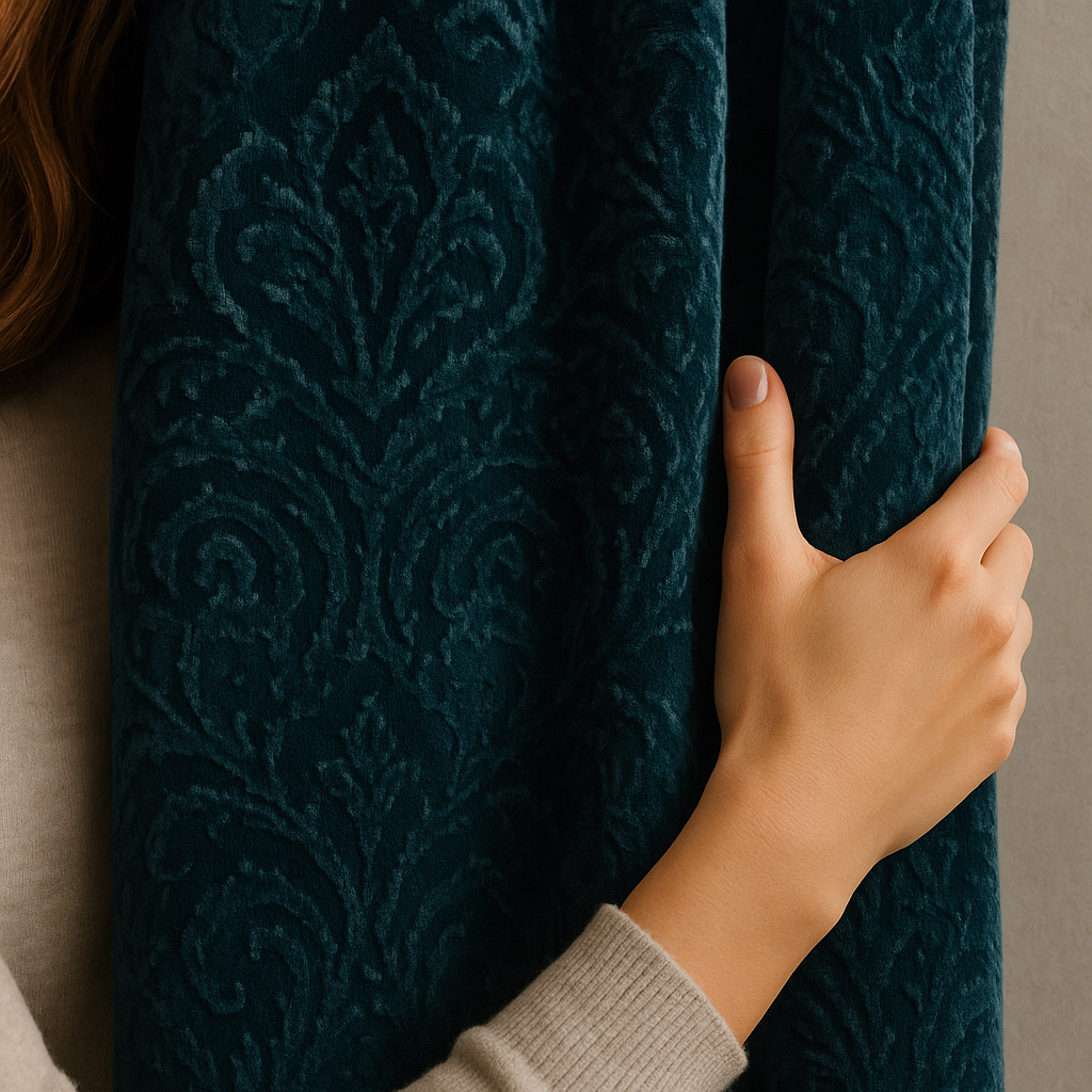 Luxury Velvet Damask Embossed Jacquard Curtains – Custom Made – Light Filtering & Blackout – 7 Elegant Colours-0