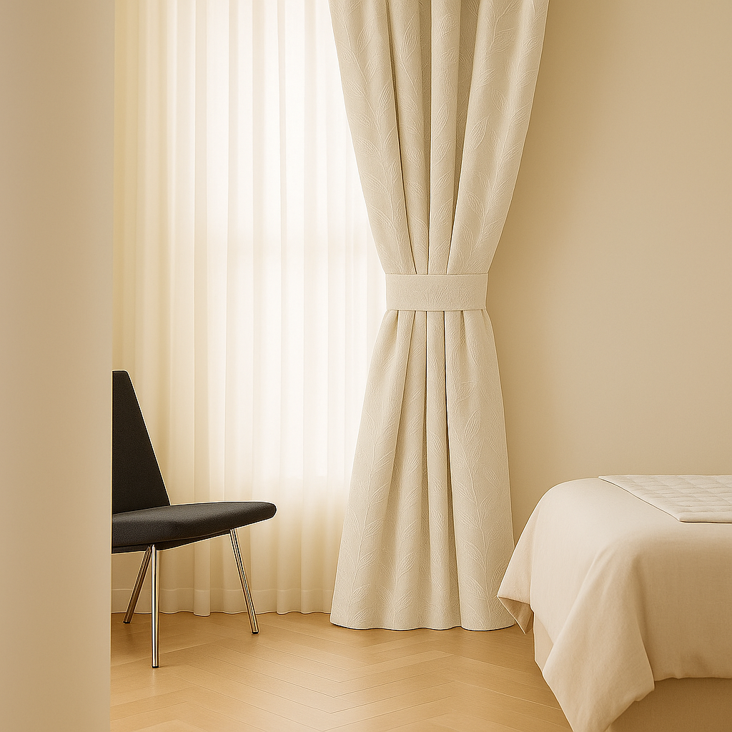 Luxury Linen Jacquard Curtains with Raised Leaf Pattern | Light-Filtering or Blackout Options | Custom Sizes-1