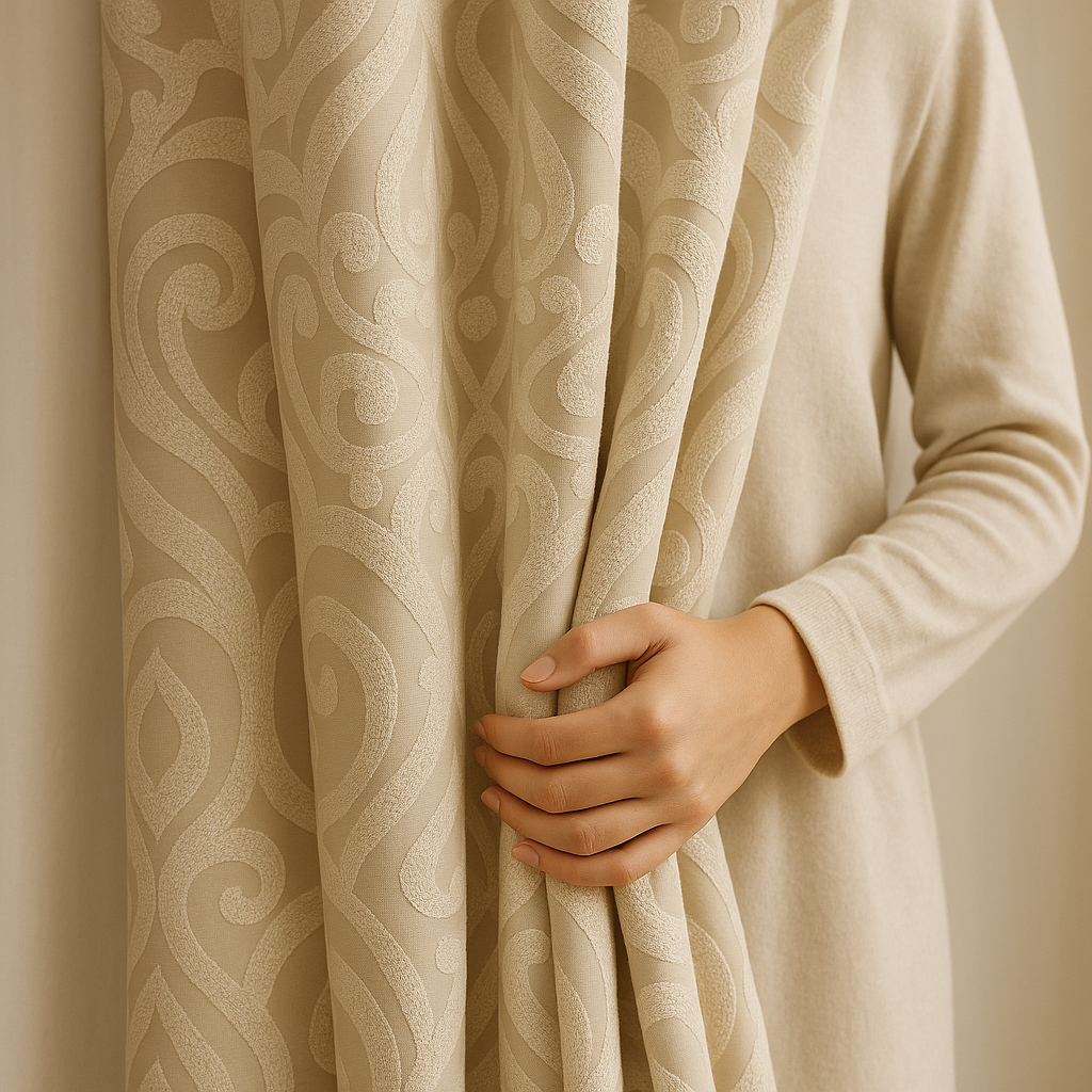 Luxury Linen Damask Jacquard Curtains – Made-to-Measure | Blackout / Cotton Lined-0